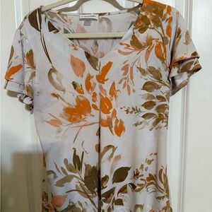 Calvin Klein Pink and Tan Patterned Blouse